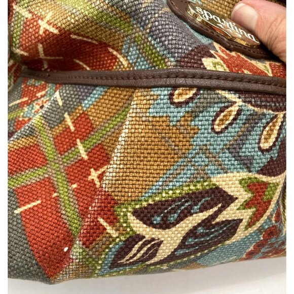 Vtg. Spartina 449 Daufuskie Island Linen Leather Sarah Drawstring Tote Handbag - Picture 4 of 6